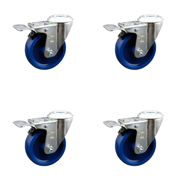 Service Caster 4 Inch Solid Polyurethane Swivel Bolt Hole Caster Set